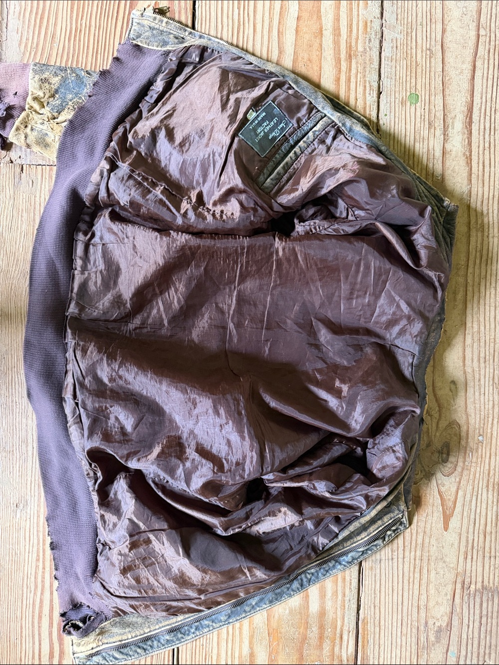 Distressed Brown Bomber Jacket - Vintage Style - Picture 8 of 9